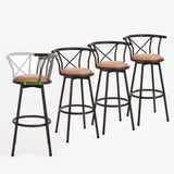 Lot de 4 tabourets de bar industriels pivotants avec dossier en tissu marron - HAILEY 29