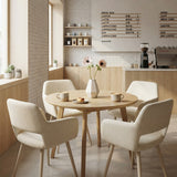 Set of 2 Scandinavian dining room armchairs with beige fabric armrests - Cromwell