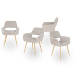 Lot de 4 fauteuils de salle à manger scandinaves avec accoudoirs en tissu beige - CROMWELL
