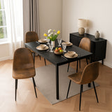 Ensemble table à manger extensible noire et 4 chaises en suédine, style scandinave