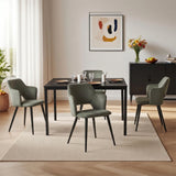Round Table Table Table Table Timber Ø80 cm with 4 black velvet chairs, modern and comfortable style