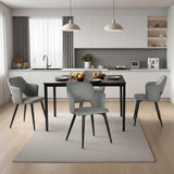 Ensemble table à manger extensible noire et 4 fauteuils en tissu gris de style scandinave