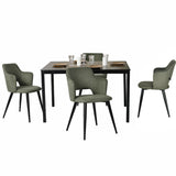 Round Table Table Table Table Timber Ø80 cm with 4 black velvet chairs, modern and comfortable style