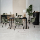 Round Table Table Table Table Timber Ø80 cm with 4 black velvet chairs, modern and comfortable style