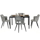 Ensemble table à manger extensible noire et 4 fauteuils en tissu gris de style scandinave