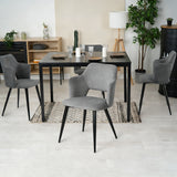 Ensemble table à manger extensible noire et 4 fauteuils en tissu gris de style scandinave