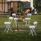 Lot de 4 chaises/tabourets pliantes, assise ronde en tissu effet fausse fourrure grise - ERNST
