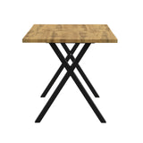 Moderner industrieller Esstisch 140x80 cm aus Holz in Eichenoptik mit gekreuzten Beinen aus schwarzem Metall