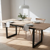 Retro dining table Extensible industrial style in wood - Whalen