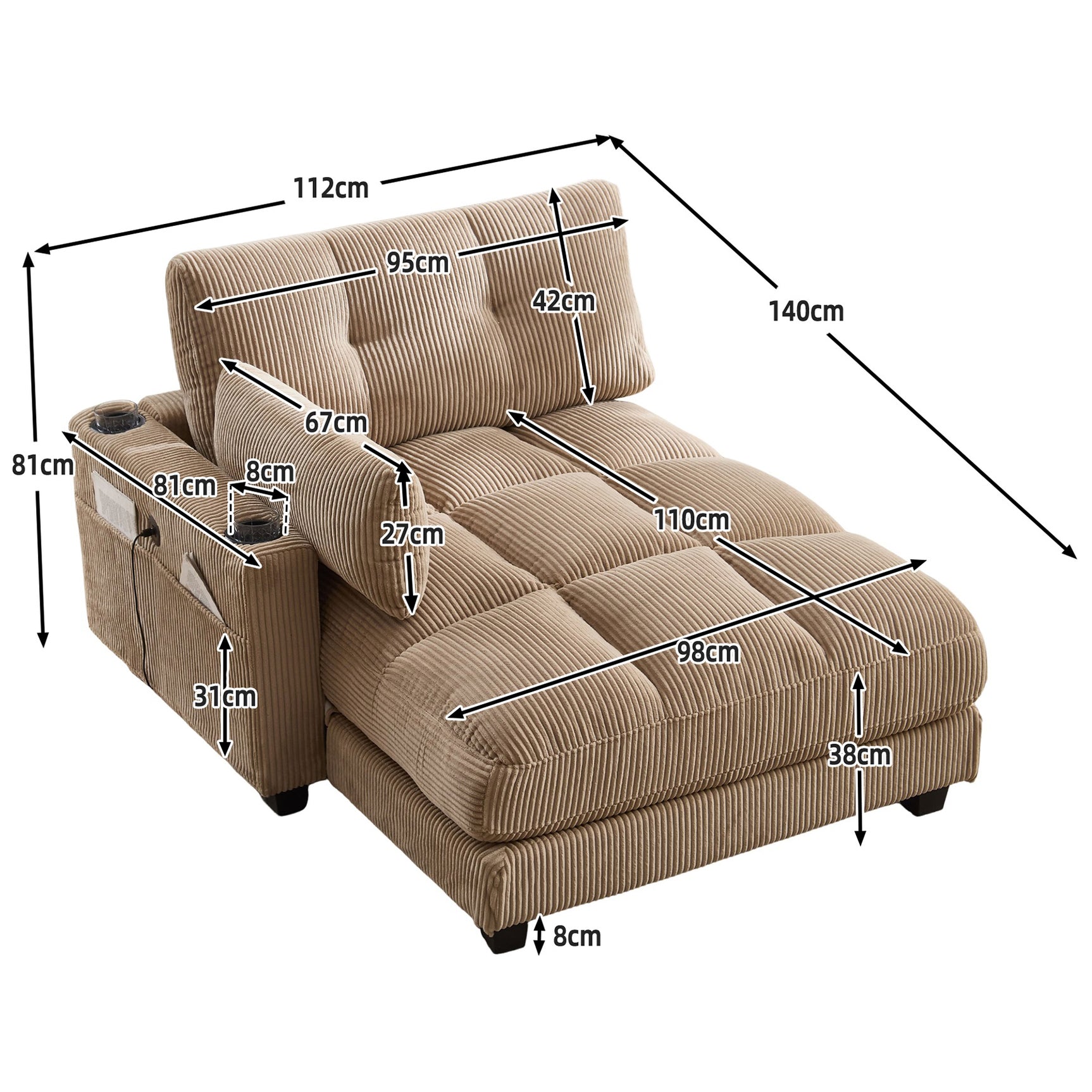 2-seater sofa in beige fabric Scandinavian style - AHBARM