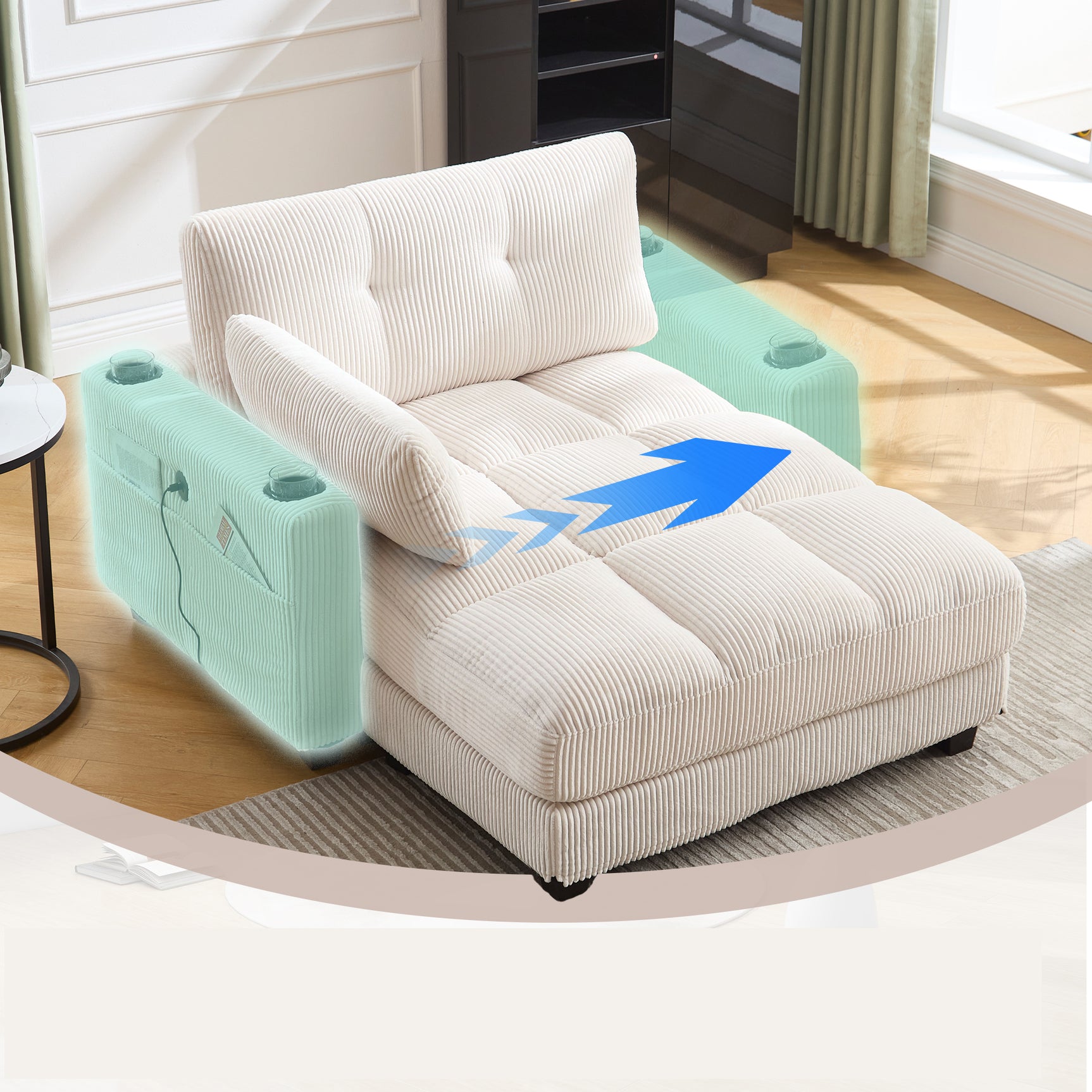 2-seater sofa in beige fabric Scandinavian style - AHBARM