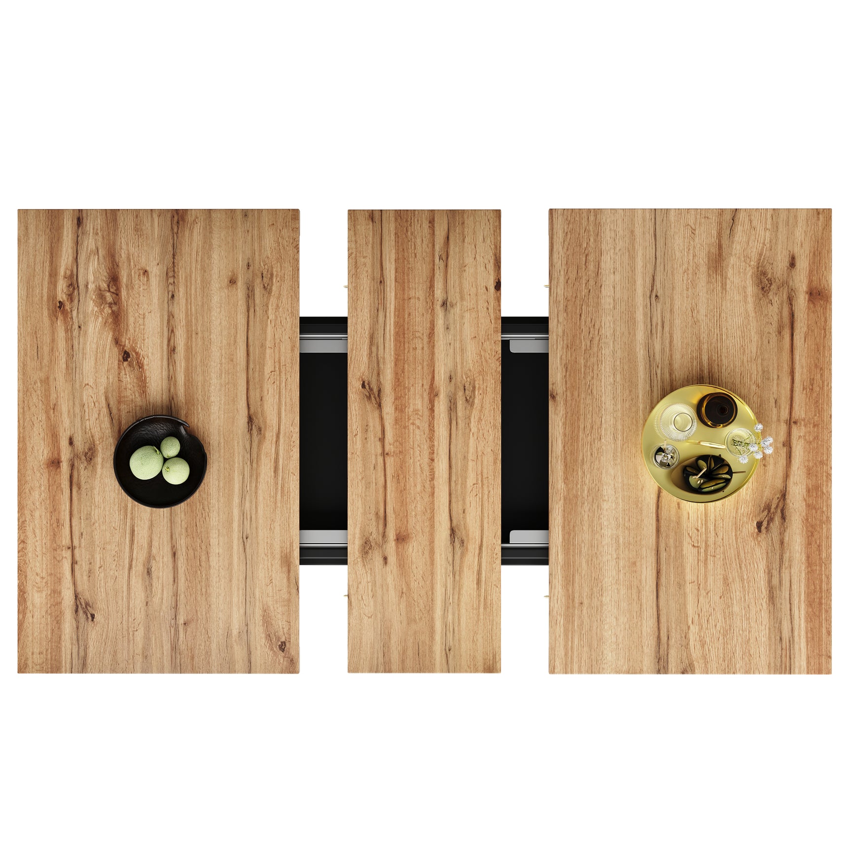 Extensible dining table 140/180x80x75 cm with MDF tray white marble effect and black metal feet