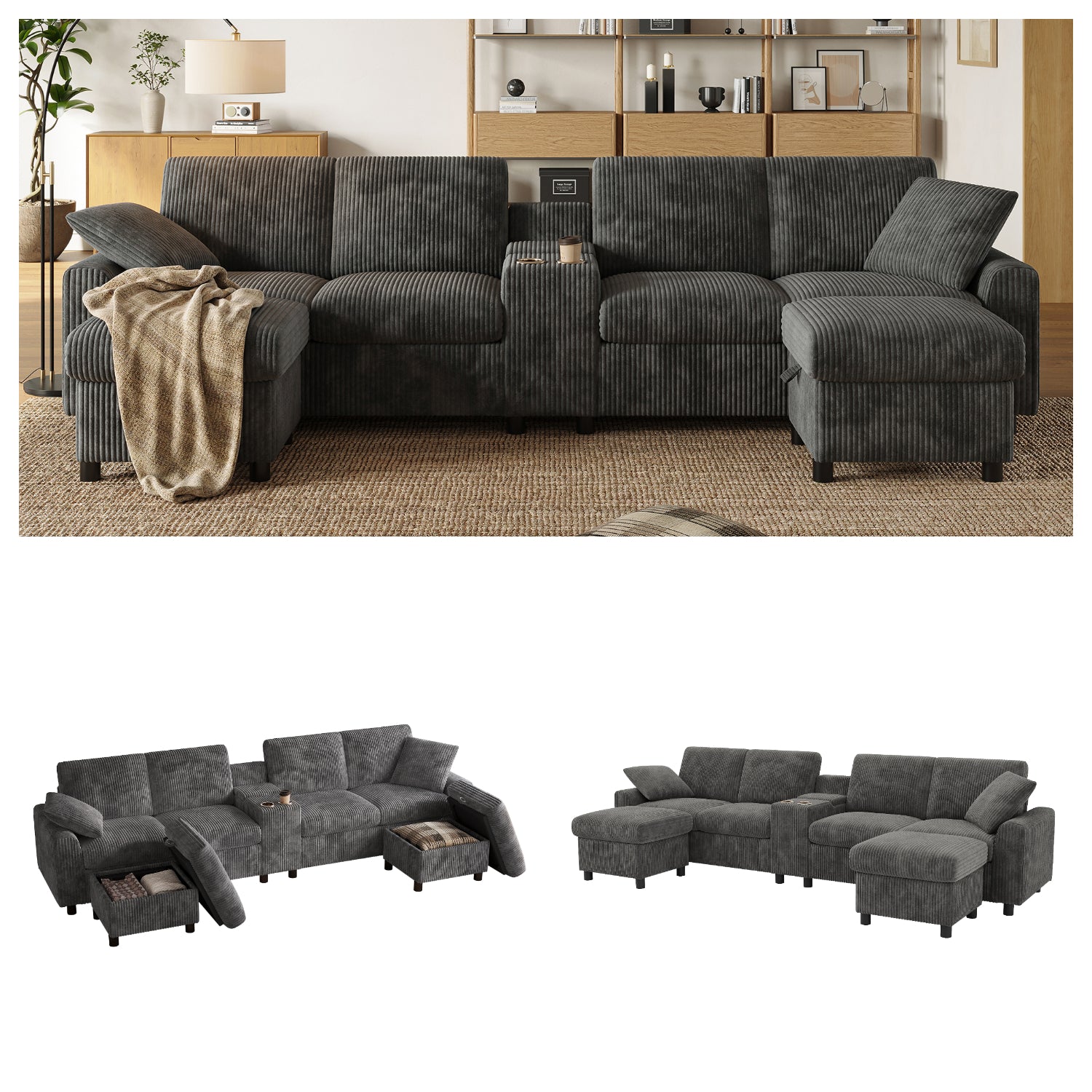 2-seater sofa in beige fabric Scandinavian style - AHBARM