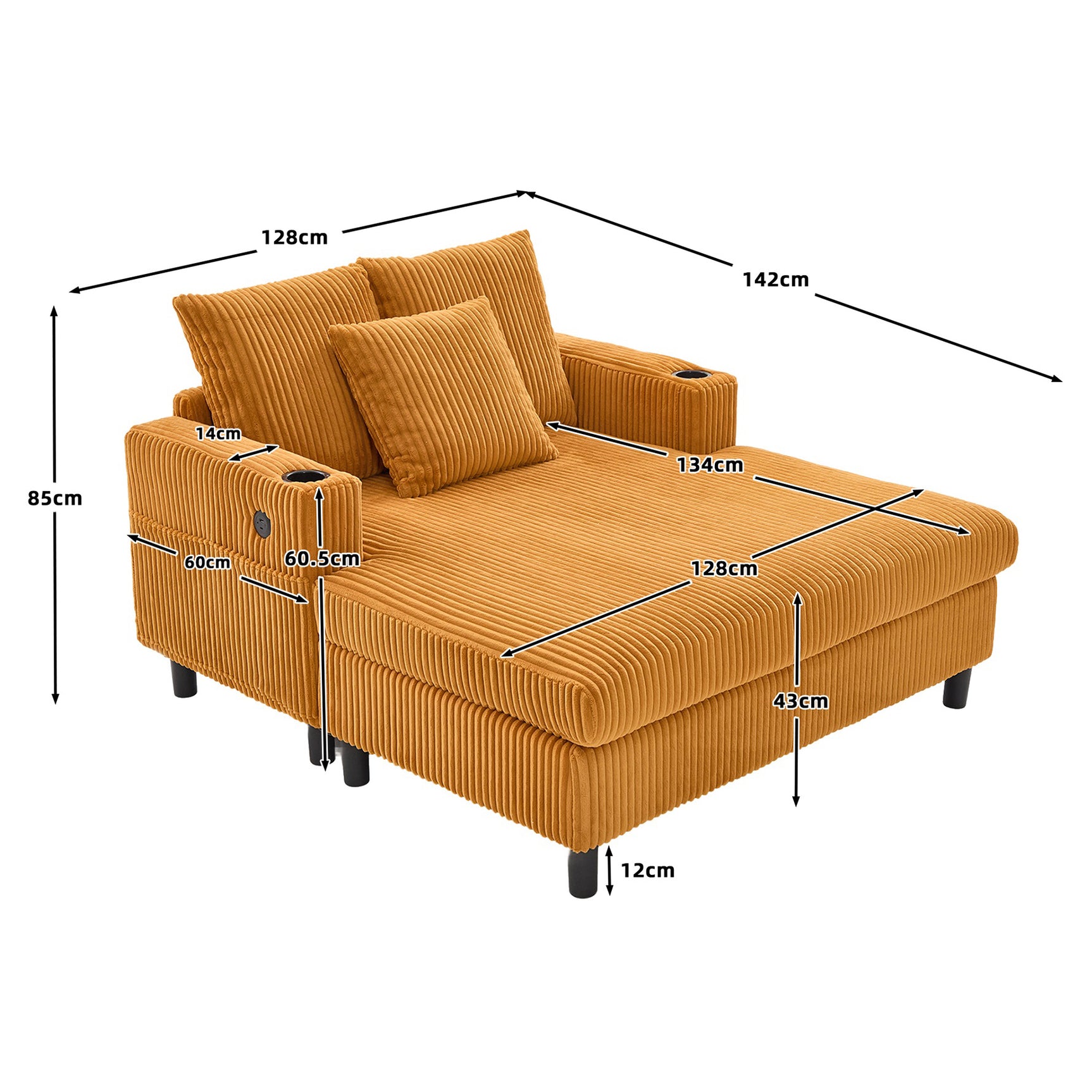 2-seater sofa in beige fabric Scandinavian style - AHBARM