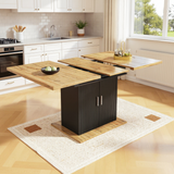 Extensible dining table 140/180x80x75 cm with MDF tray white marble effect and black metal feet