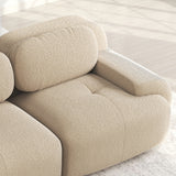 Ensemble de canapés avec accoudoirs incurvés et base antidérapante en tissu velours côtelé doux pour le salon, beige,siège 3