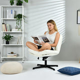 Fauteuil de relaxation réglable et pivotant avec accoudoirs et assise épaisse en chenille beige - CONFOD