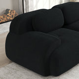 2-seater sofa bed in dark gray fabric with side pockets, modern convertible sofa