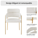 Lot de 6 chaises de salle à manger beiges avec pieds dorés, style moderne