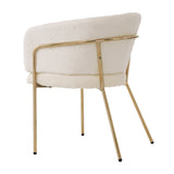 Lot de 6 chaise de loisirs individuelle en imitation de velours de lapin Chaise élégante à quatre pieds en métal beige pour salon chambre à coucher et salle à manger