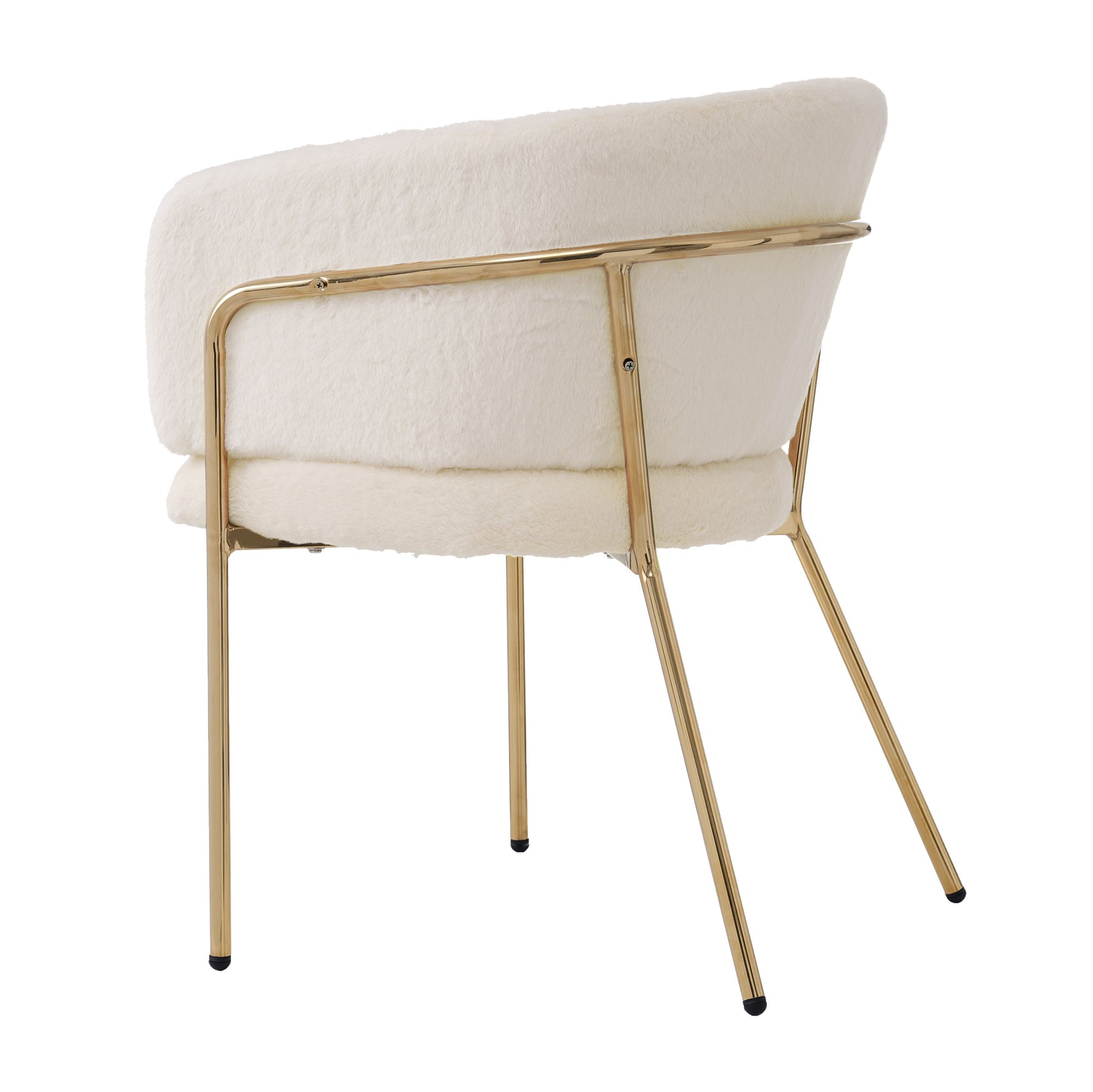 Lot de 6 chaise de loisirs individuelle en imitation de velours de lapin Chaise élégante à quatre pieds en métal beige pour salon chambre à coucher et salle à manger