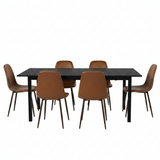 Round Table Table Table Table Timber Ø80 cm with 4 black velvet chairs, modern and comfortable style