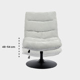 Fauteuil de loisirs réglable en tissu chenille gris pivotant à 360° - LAMBERY