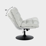 Fauteuil de loisirs réglable en tissu chenille gris pivotant à 360° - LAMBERY