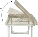 Table de lit/Support ordinateur pc pliable en bois et métal blanc - MAMIE