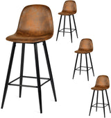 Lot de 4 tabourets de bar industriels avec dossier en suédine - CHARLTON BAR