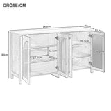 Modernes weißes Buffet in MDF mit 4 Pe -Rattan -Türen und Metallgriffen