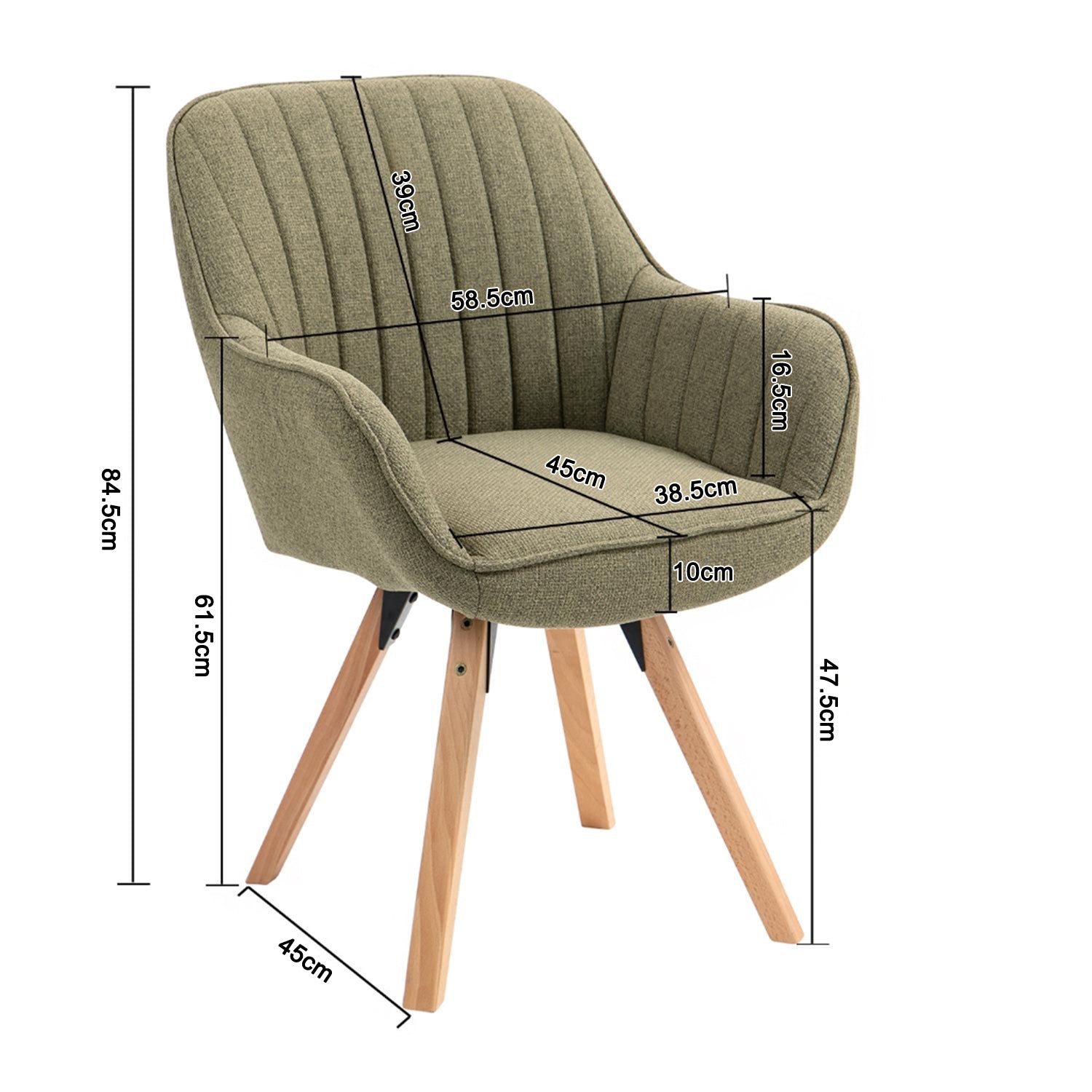 Lot de 4 chaises de salle à manger confortables en tissu vert pivotantes 360° - CARSON FABRIC GREEN 4PCS