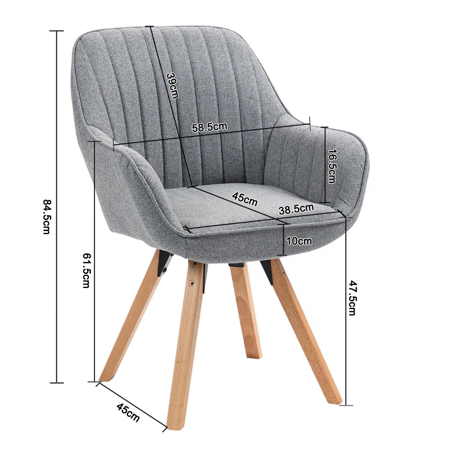 Set of 4 comfortable gray fabric dining room chairs with 360° swivel - CARSON FABRIC GRAY 4PCS