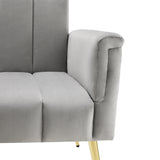 2-seater sofa bed in dark gray fabric with side pockets, modern convertible sofa