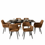 Round Table Table Table Table Timber Ø80 cm with 4 black velvet chairs, modern and comfortable style