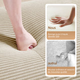 Ensemble de canapés avec accoudoirs incurvés et base antidérapante en tissu velours côtelé doux pour le salon, beige,siège 3