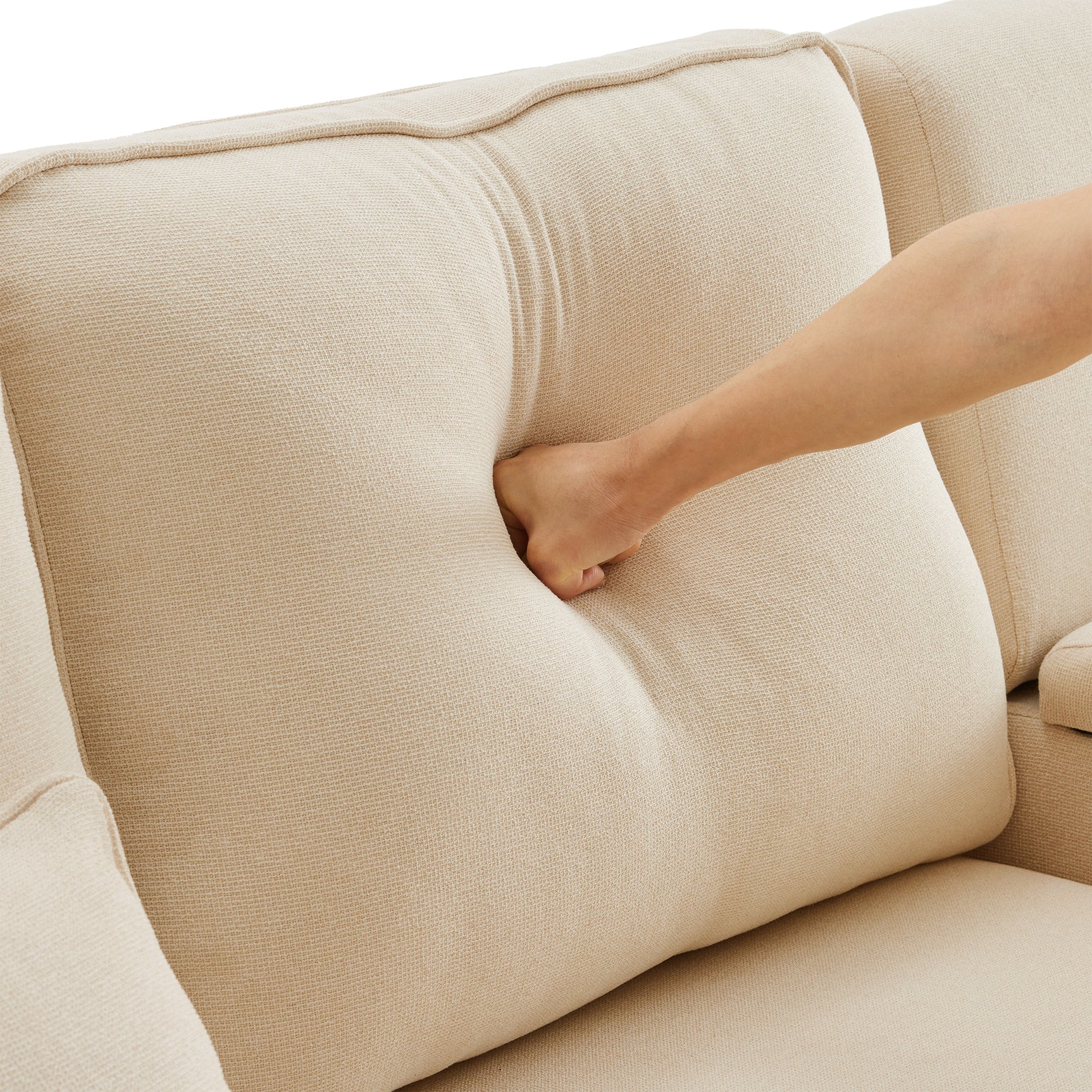 2-seater sofa in beige fabric Scandinavian style - AHBARM