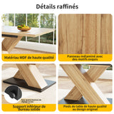 Table à manger télescopique extensible aspect bois avec pieds en croix