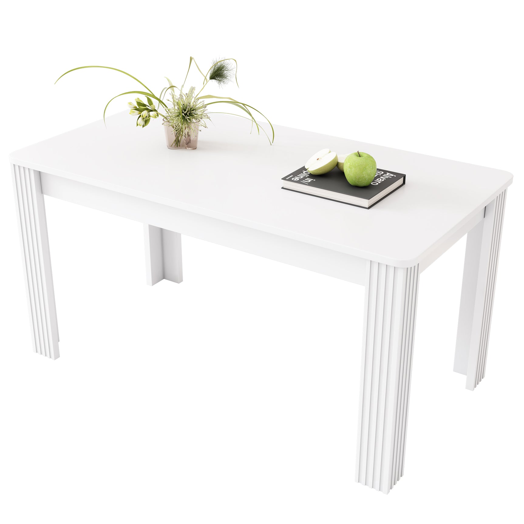 Rectangular dining table in particle panels finish oak with four robust feet