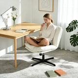 Fauteuil de relaxation réglable et pivotant avec accoudoirs et assise épaisse en chenille beige - CONFOD
