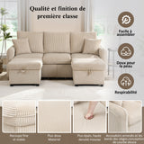 2-seater sofa in beige fabric Scandinavian style - AHBARM