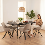 Ensemble de salle à manger comprenant une table extensible et 6 fauteuil en tissu beige