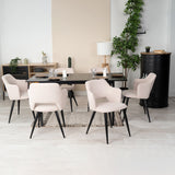 Lot de 6 fauteuils de salle à manger scandinaves avec accoudoirs en tissu beige - AKANJI