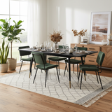 Round Table Table Table Table Timber Ø80 cm with 4 black velvet chairs, modern and comfortable style