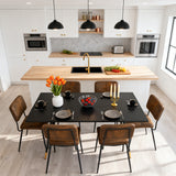 Round Table Table Table Table Timber Ø80 cm with 4 black velvet chairs, modern and comfortable style