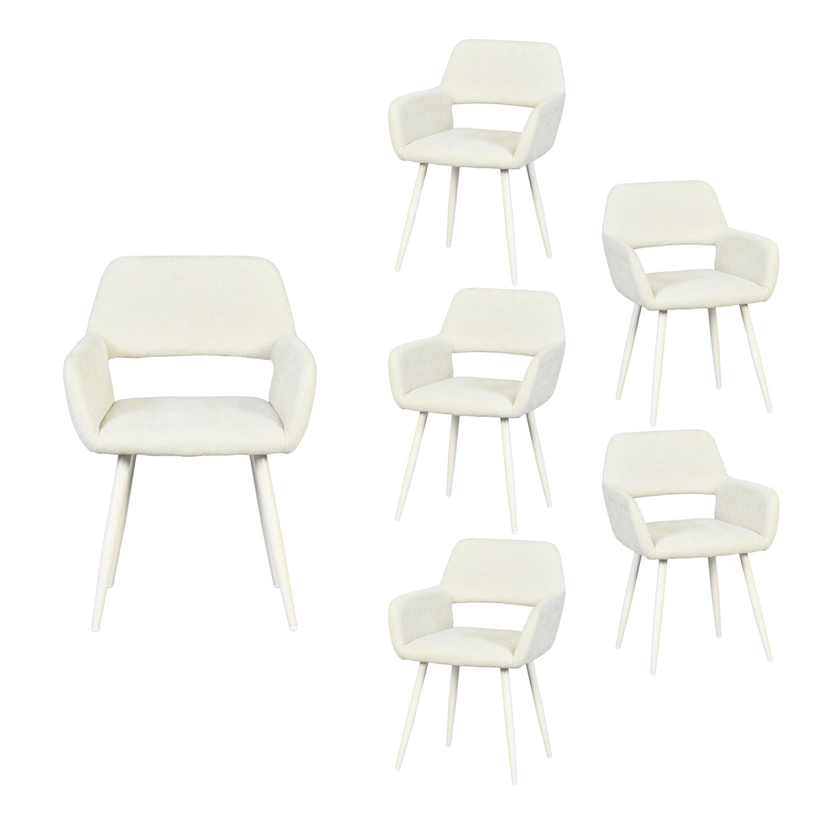 Set of 2 Scandinavian dining room armchairs with beige fabric armrests - Cromwell