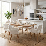 Lot de 6 fauteuils de salle à manger de style scandinave en fausse fourrure blanche avec pieds en métal effet bois