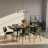 Round Table Table Table Table Timber Ø80 cm with 4 black velvet chairs, modern and comfortable style