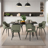 Round Table Table Table Table Timber Ø80 cm with 4 black velvet chairs, modern and comfortable style