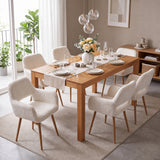 Lot de 6 fauteuils de salle à manger de style scandinave en fausse fourrure blanche avec pieds en métal effet bois